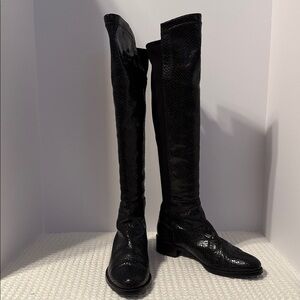 Vince Camuto Black Over-the-Knee Snake-Embossed Boots